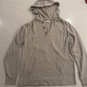 7 Diamonds Mens Shasta Knit Hoodie Pullover Sweater Button Neck Gray Size L